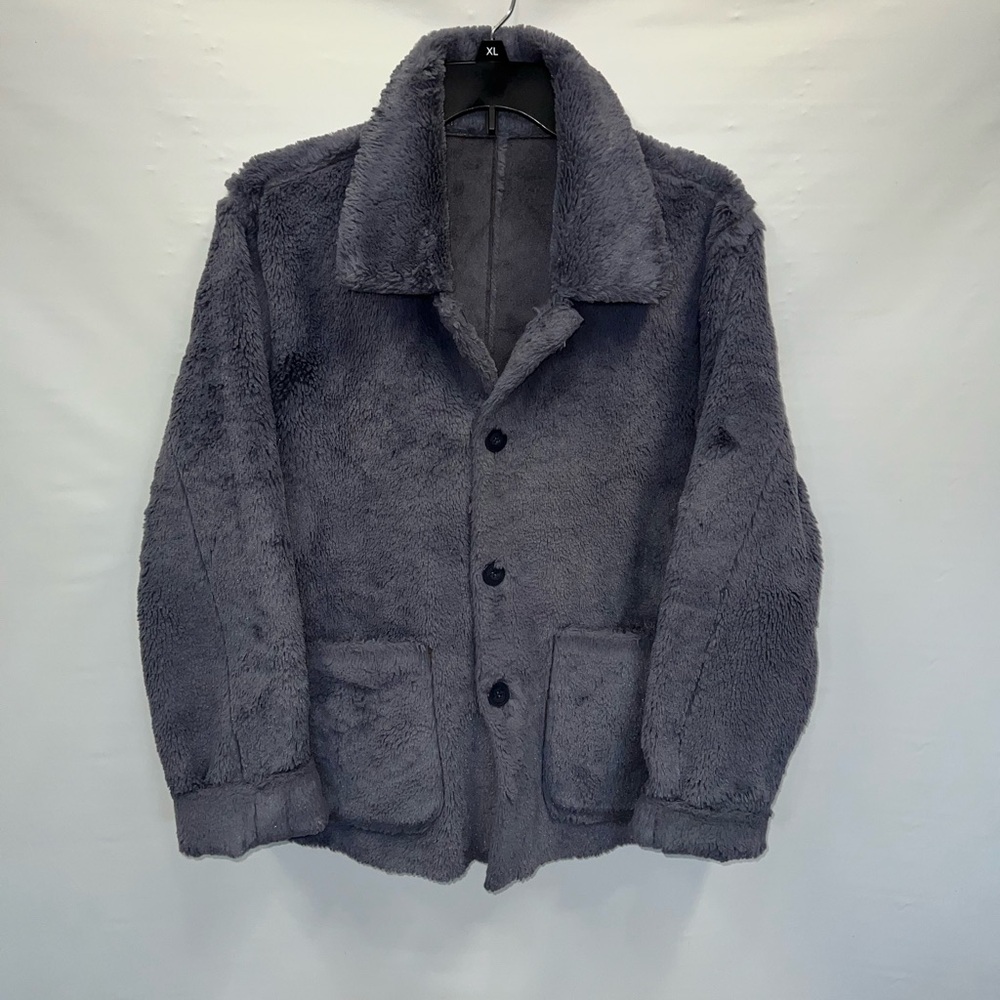 Unbranded Jacket Women’s Medium Blue Long Sleeve Polyester Faux Fur Button Up
